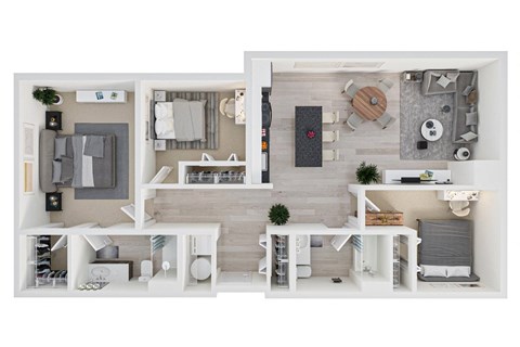 Floor plan for 3 beds, 2 baths, 1265 sqft